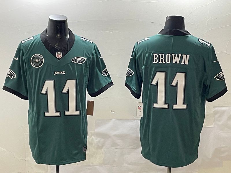 Men Philadelphia Eagles #11 Brown Green Three generations 2025 Nike Vapor Limited NFL Jersey style 1->philadelphia eagles->NFL Jersey